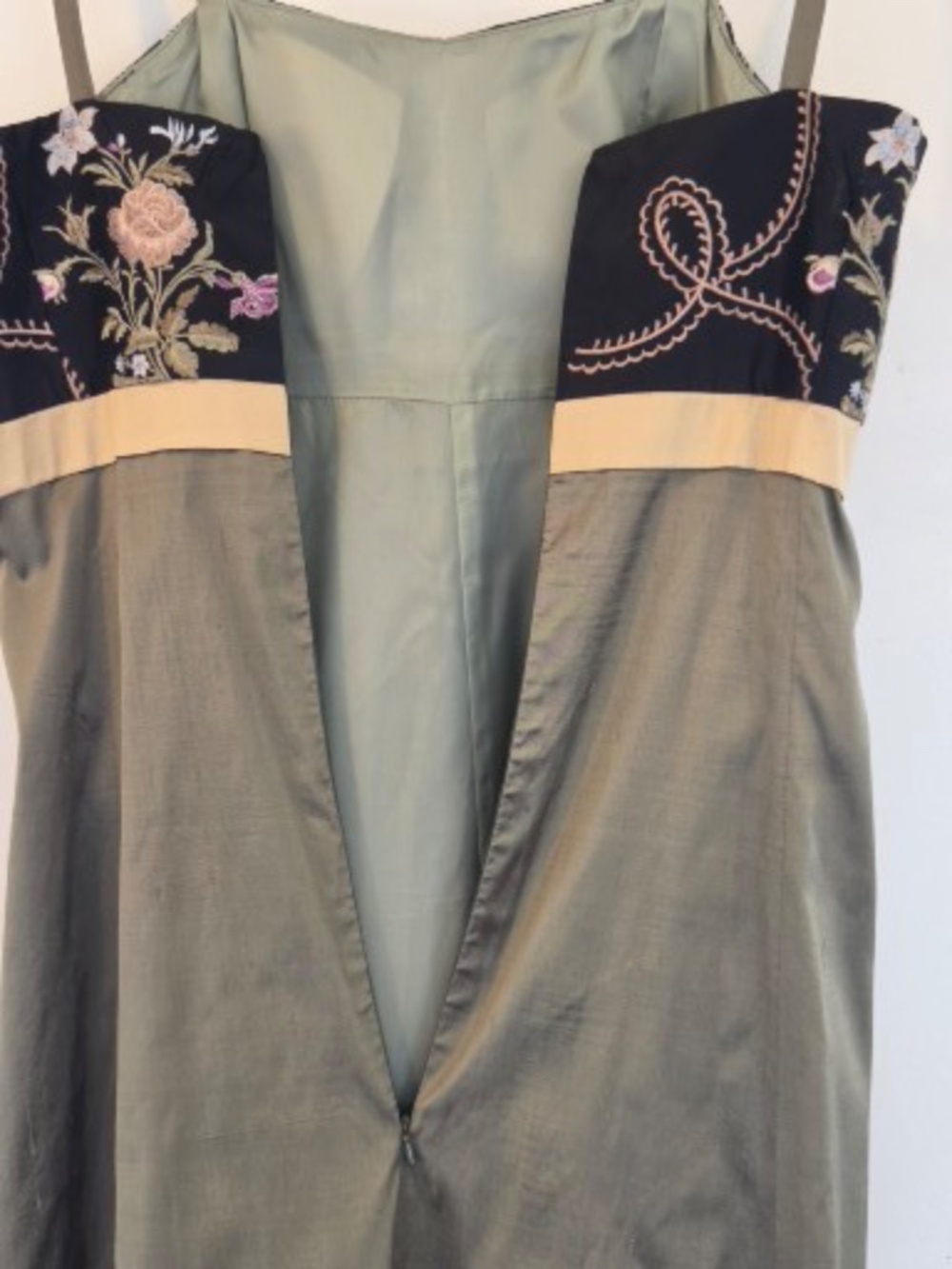 Vintage Rodel Meier gown/dress raw silk embroidery wedding guest maxi prom grad - Picture 10 of 11